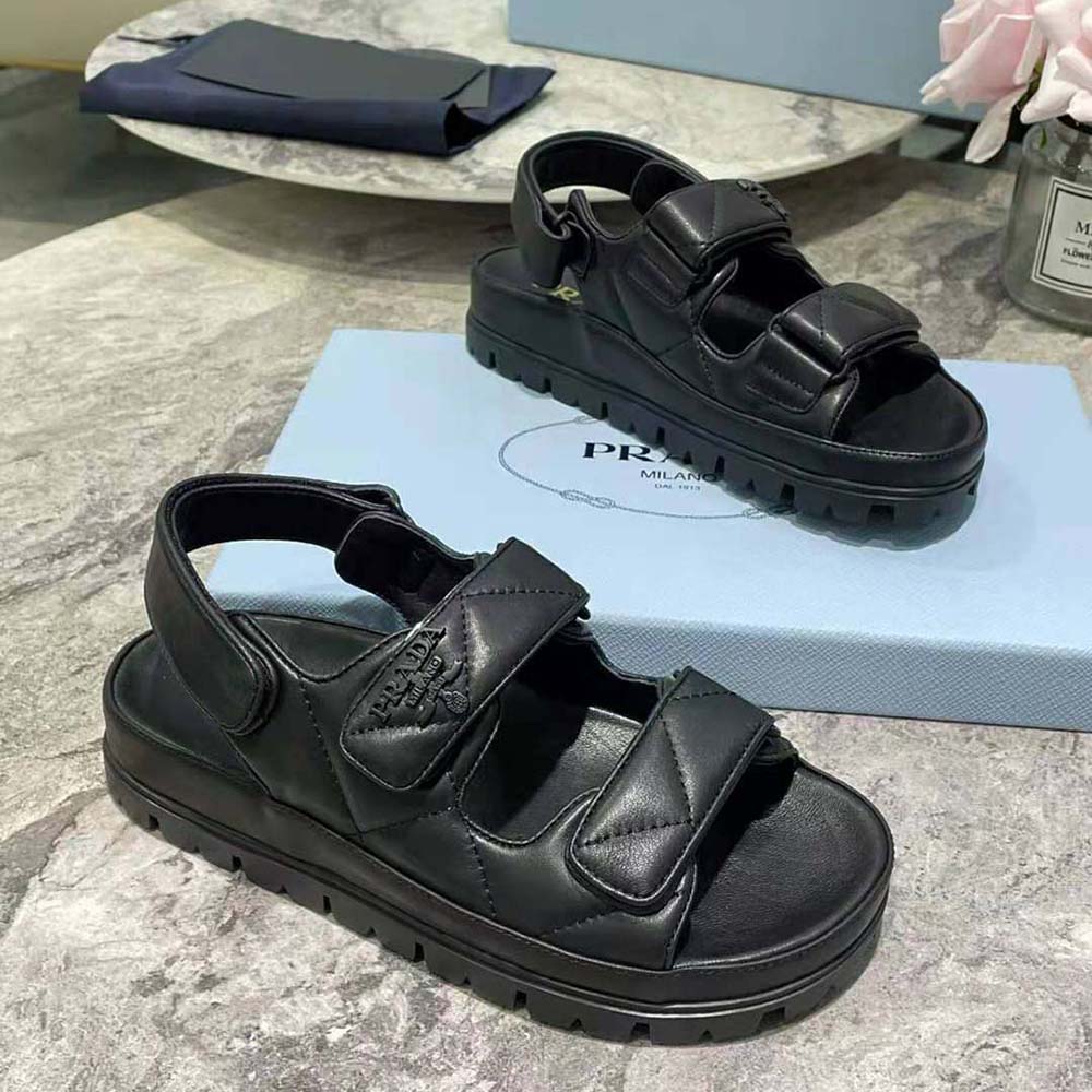 Prada Women Padded Nappa Leather Sandals-Black - image 5