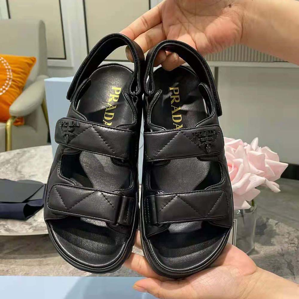 Prada Women Padded Nappa Leather Sandals-Black - image 7