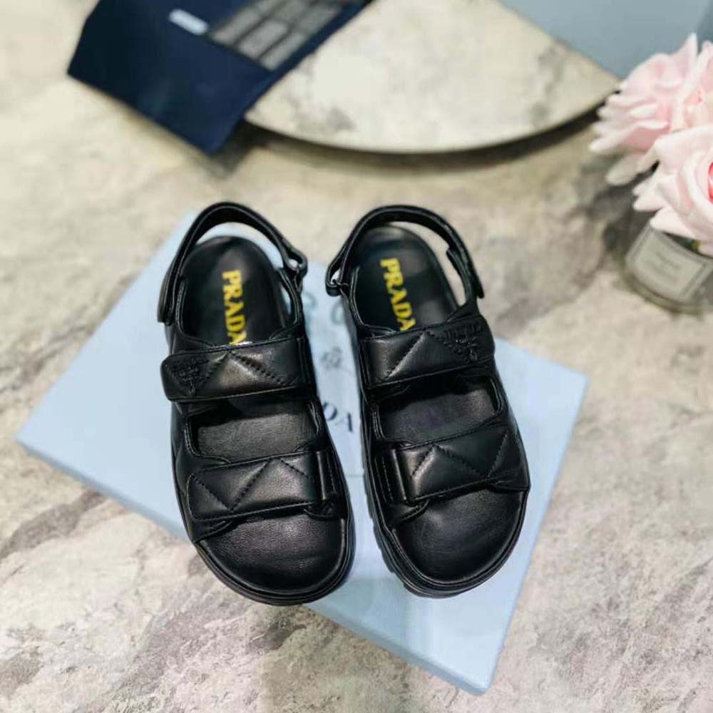 Prada Women Padded Nappa Leather Sandals-Black - image 4