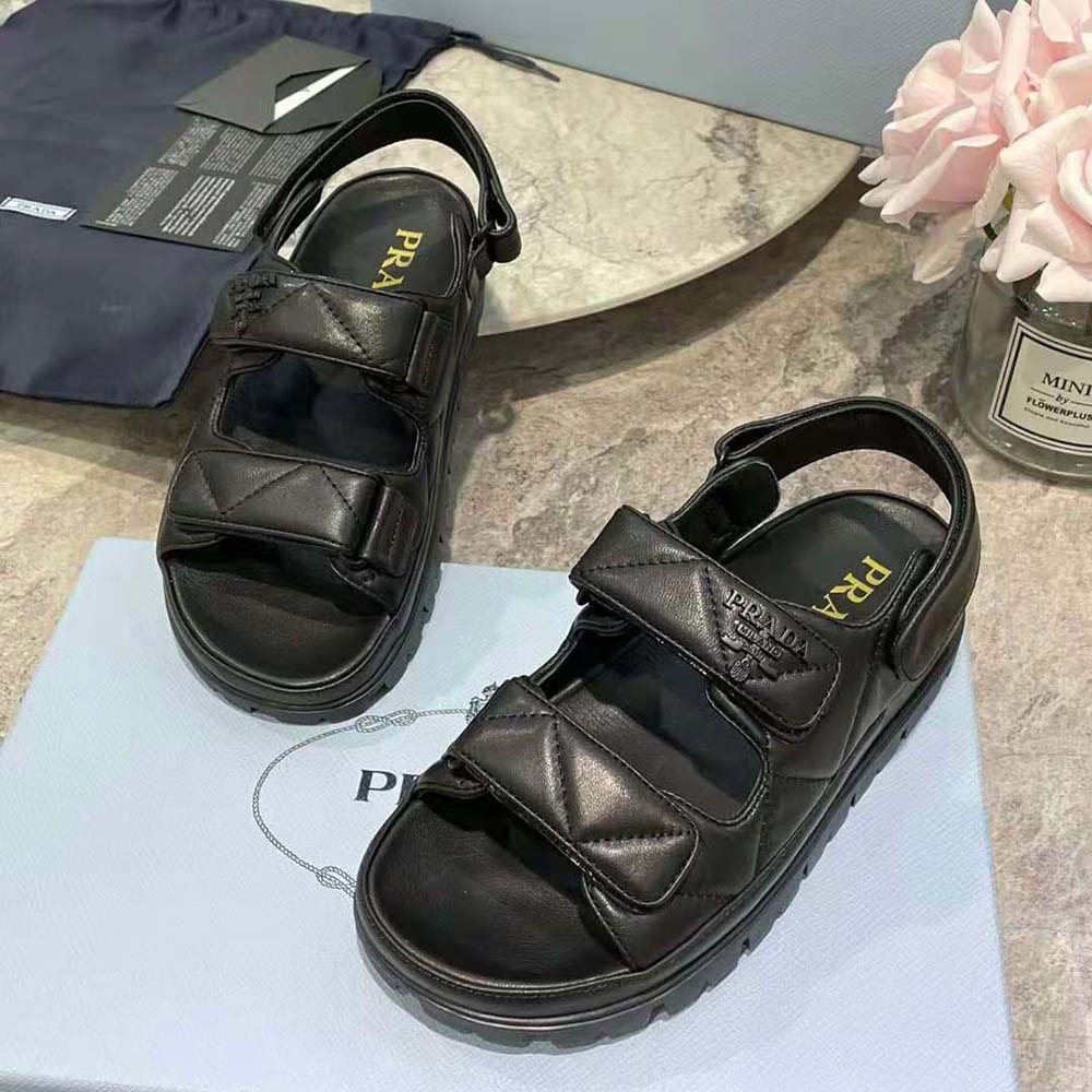 Prada Women Padded Nappa Leather Sandals-Black - image 6