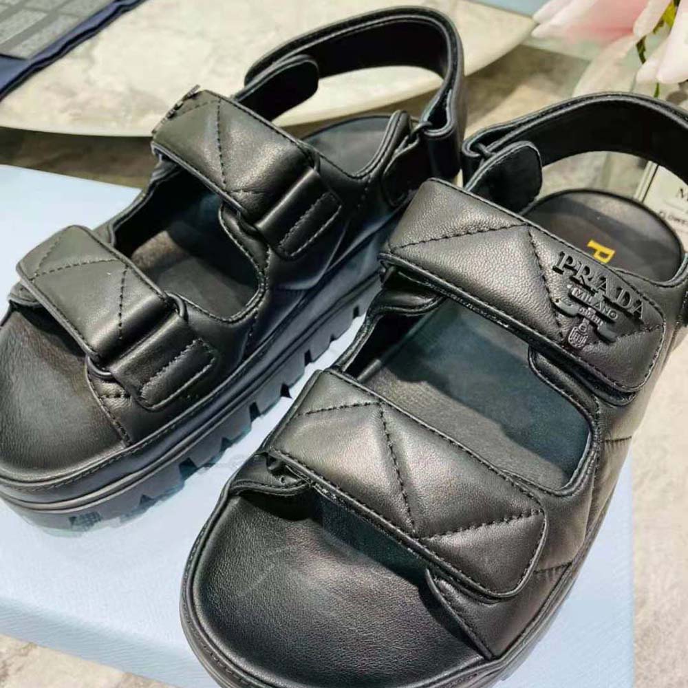 Prada Women Padded Nappa Leather Sandals-Black - image 8