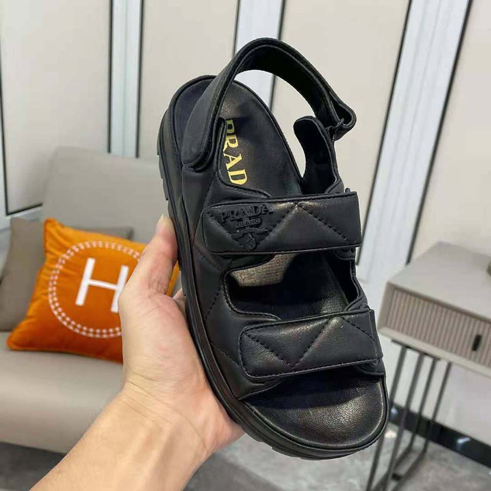 Prada Women Padded Nappa Leather Sandals-Black - image 9