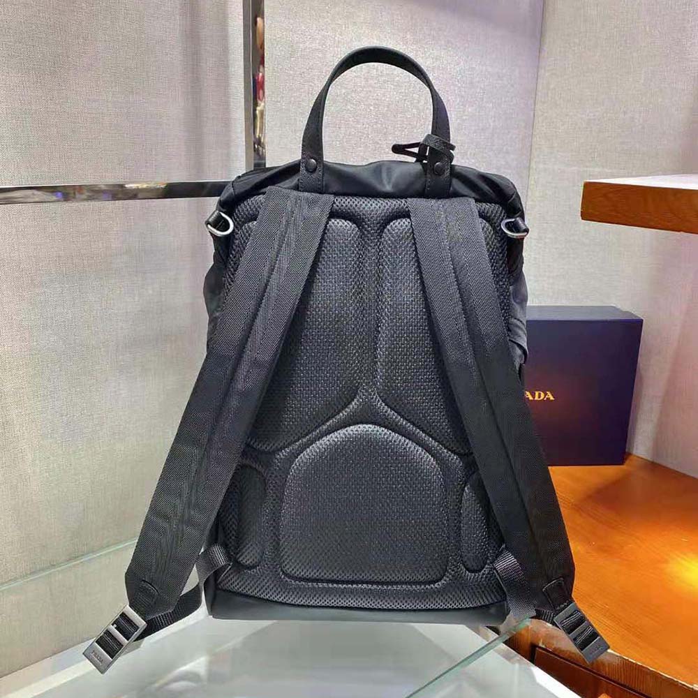 Side angle showing adjustable straps on Prada Women Re-Nylon Backpack