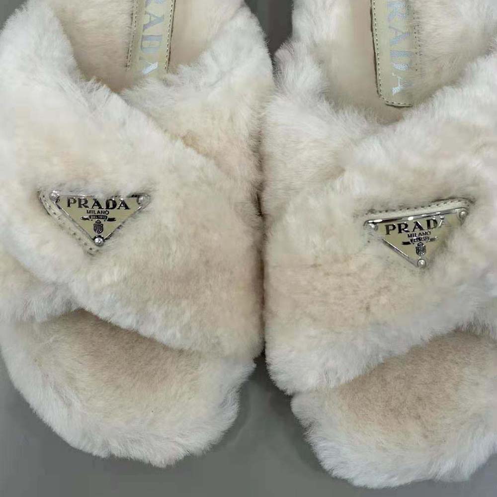 Prada Women Shearling Sandals in 20mm Heel-Sandy - image 6