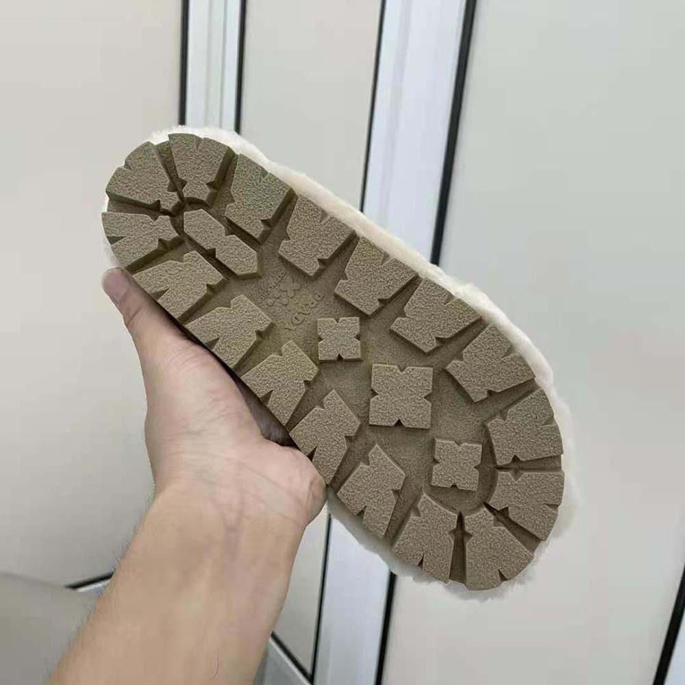 Prada Women Shearling Sandals in 20mm Heel-Sandy - image 9