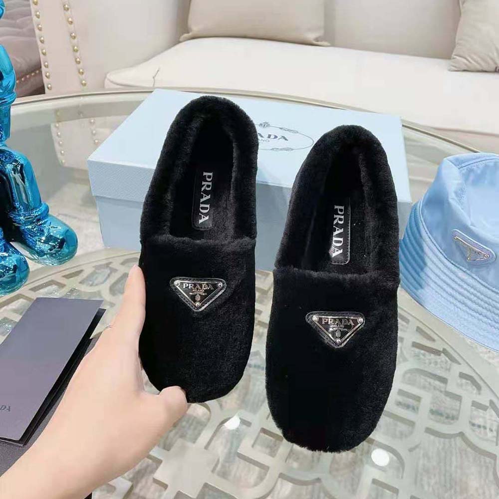Prada Women Shearling Slippers in 5 mm Heel Hight-Black - image 6