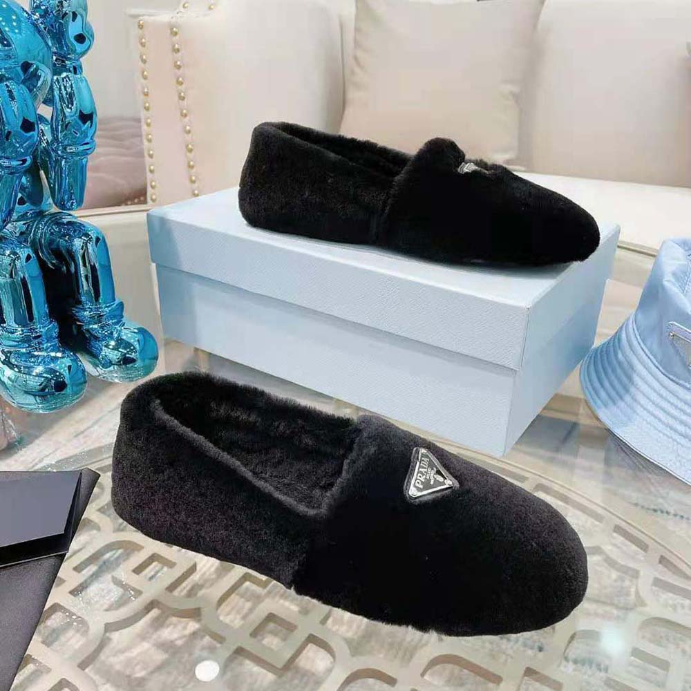 Prada Women Shearling Slippers in 5 mm Heel Hight-Black - image 7