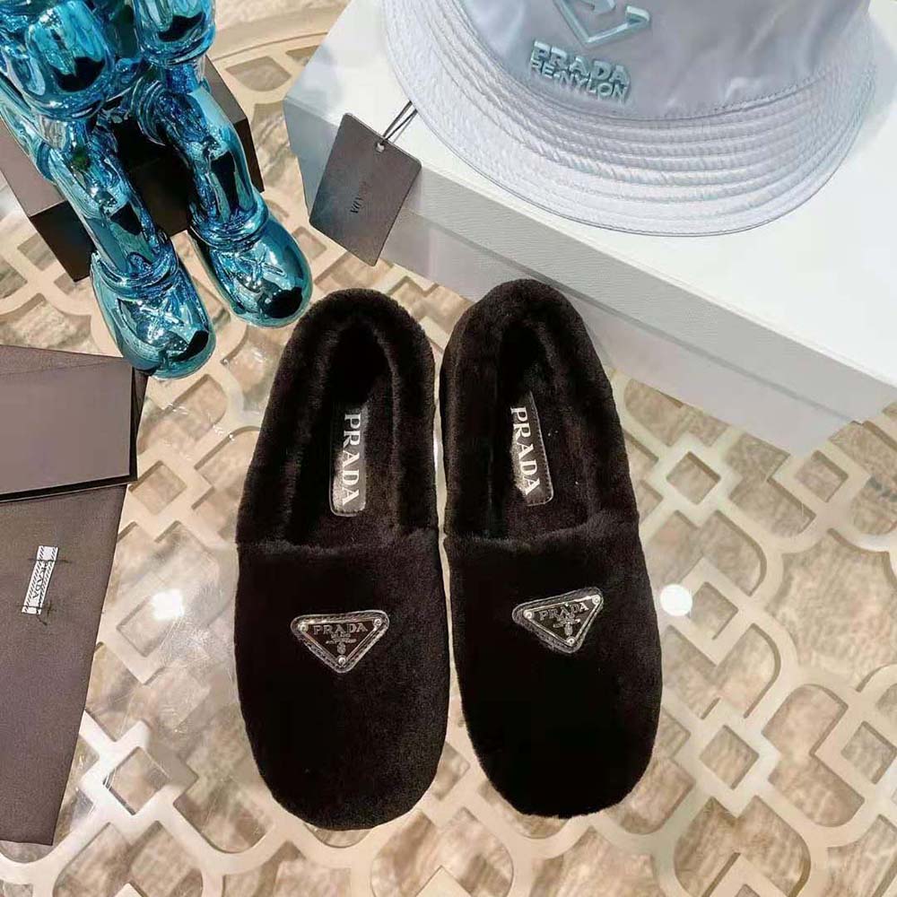 Prada Women Shearling Slippers in 5 mm Heel Hight-Black - image 4