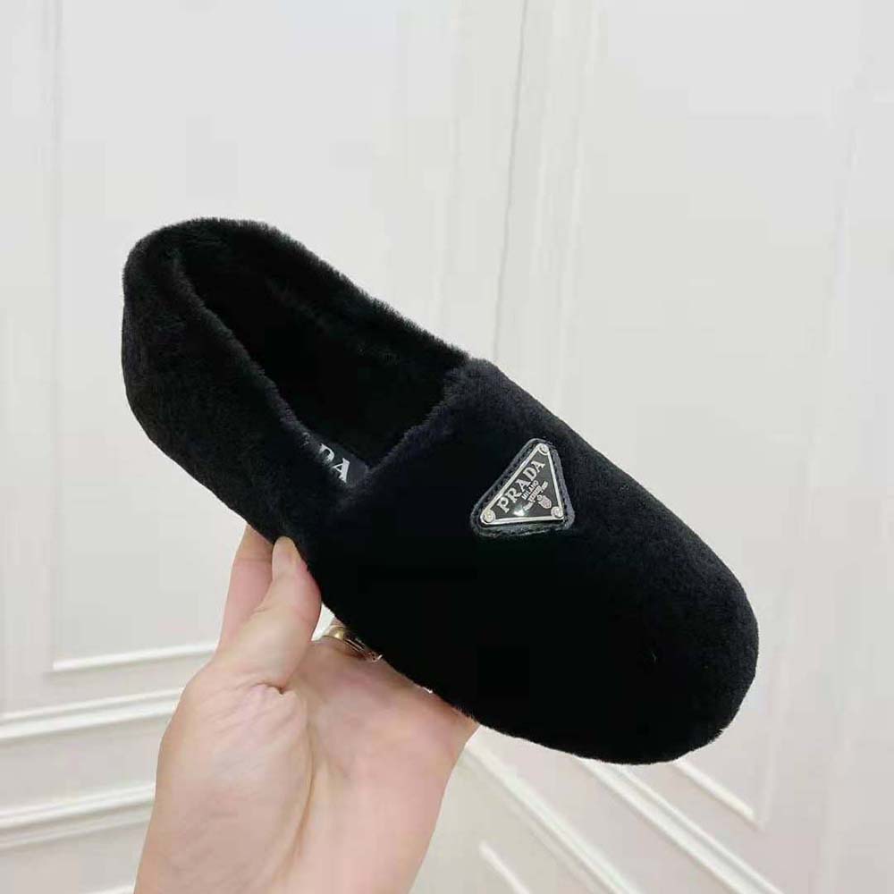 Prada Women Shearling Slippers in 5 mm Heel Hight-Black - image 8