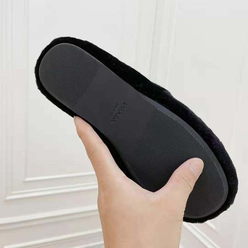 Prada Women Shearling Slippers in 5 mm Heel Hight-Black - image 9