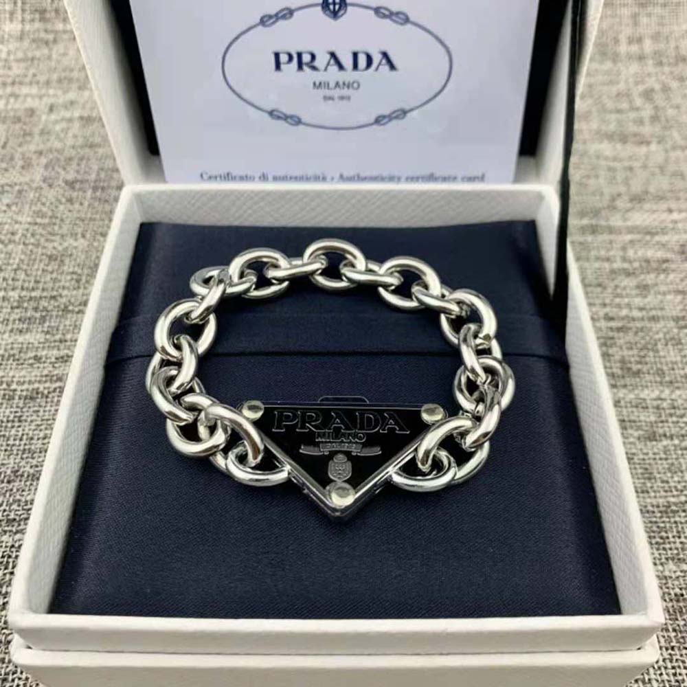 Side view of Prada Women Symbole Bracelet showing adjustable clasp closure