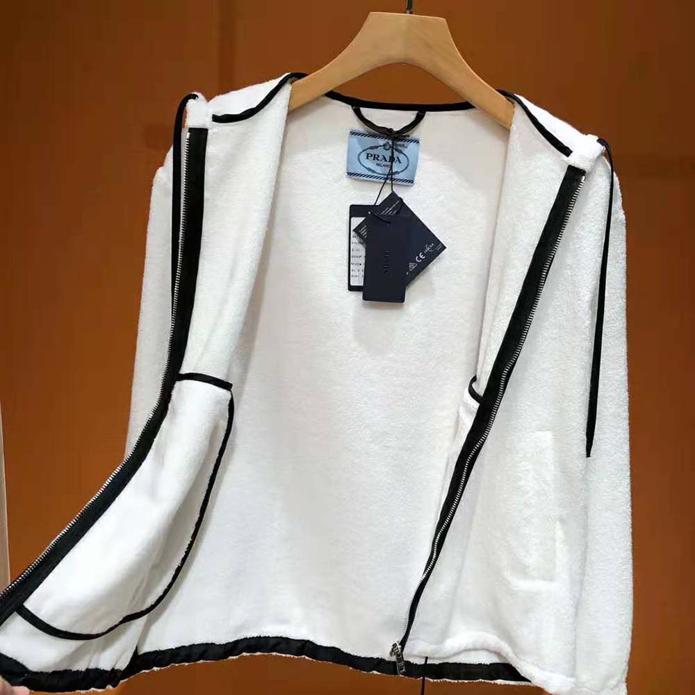 Prada Women Terry Cloth Hoodie-White - image 4