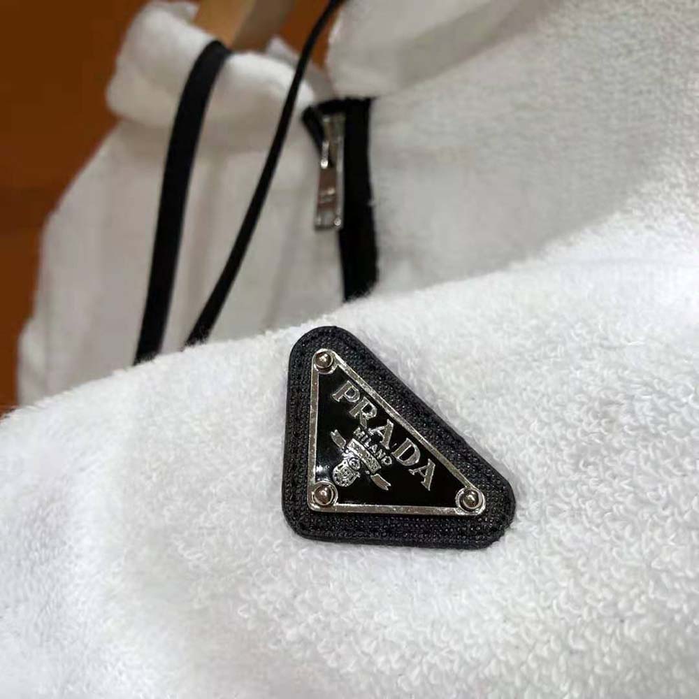 Prada Women Terry Cloth Hoodie-White - image 8