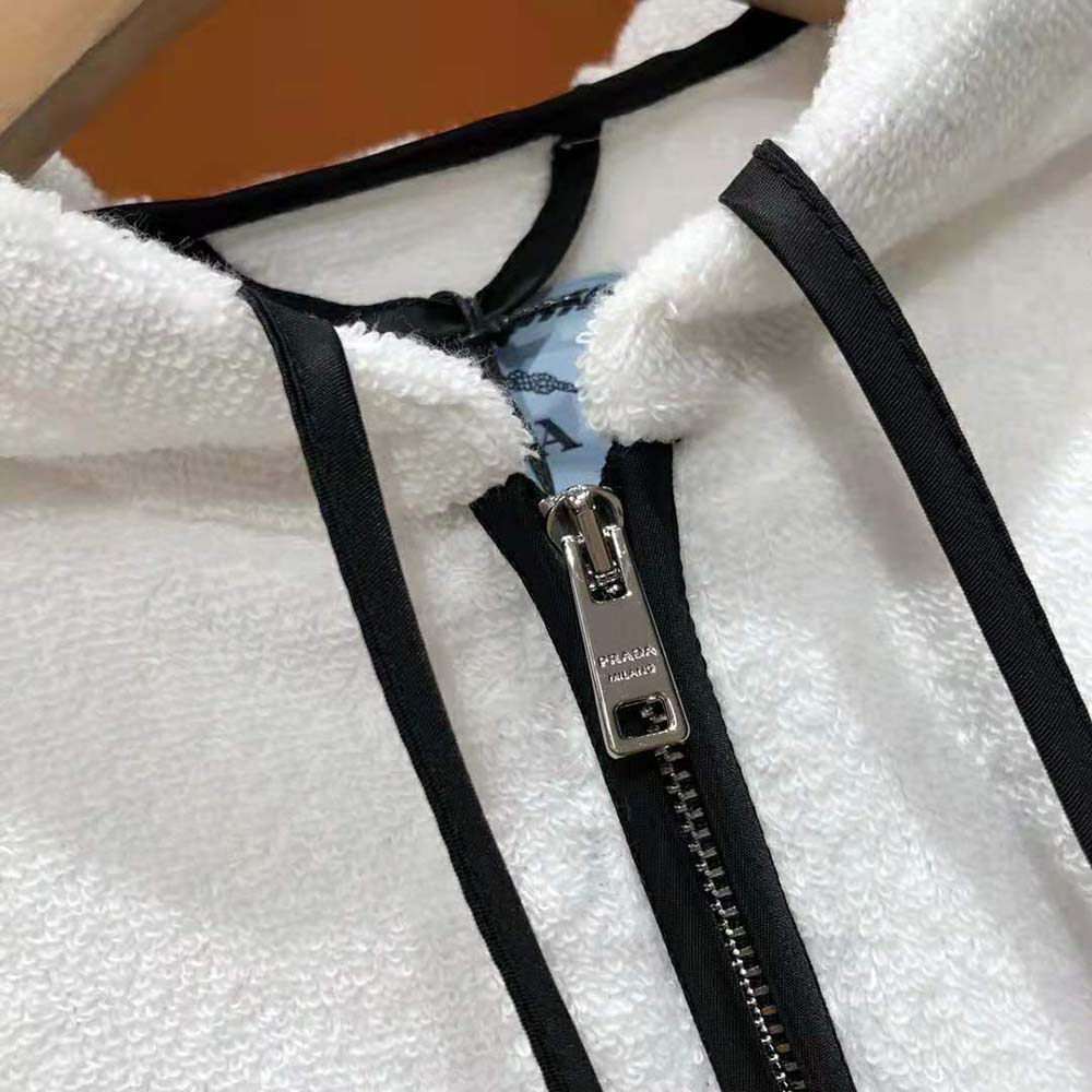Prada Women Terry Cloth Hoodie-White - image 7