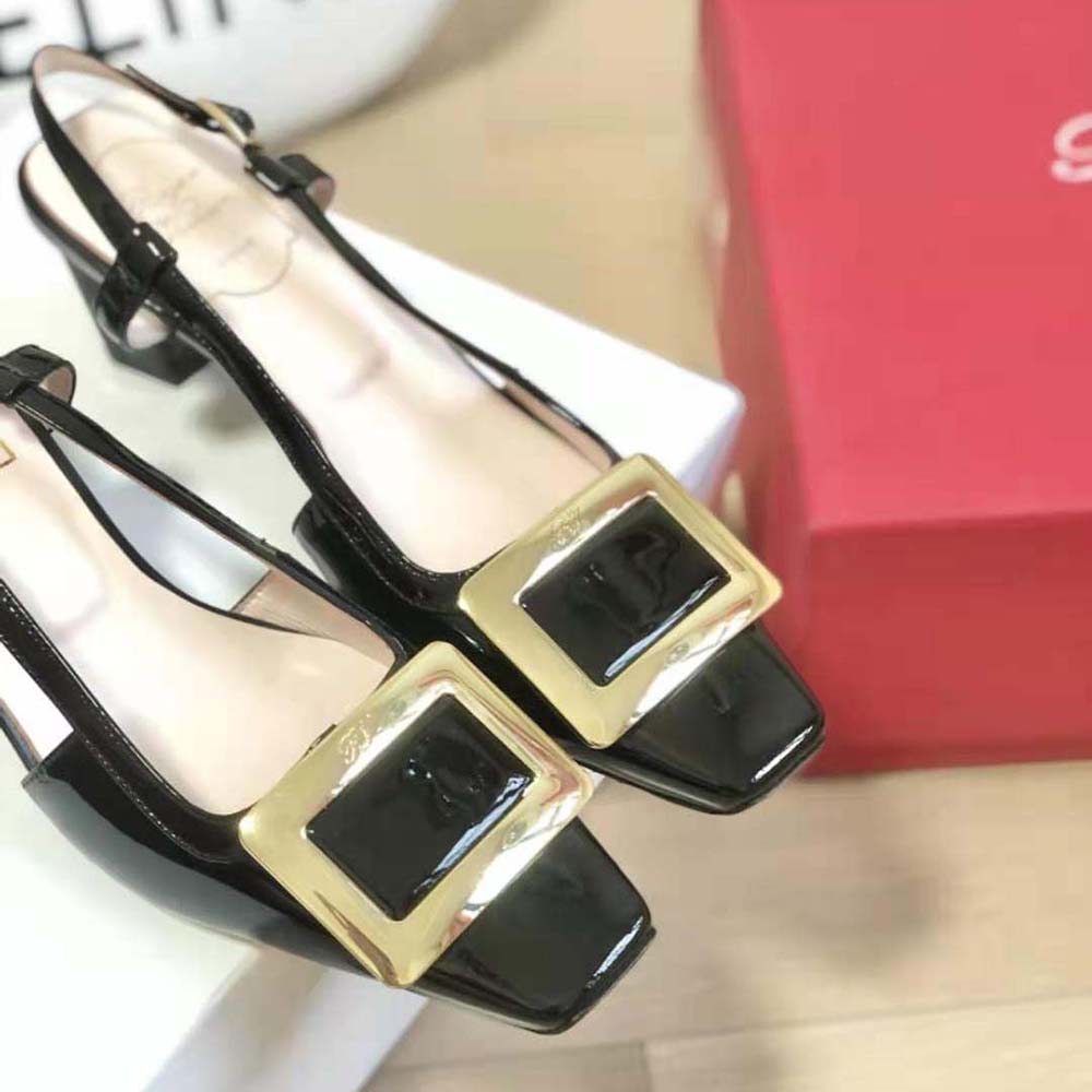 Roger Vivier Women Belle Vivier Metal Buckle Slingback Pumps in Patent Leather - image 4