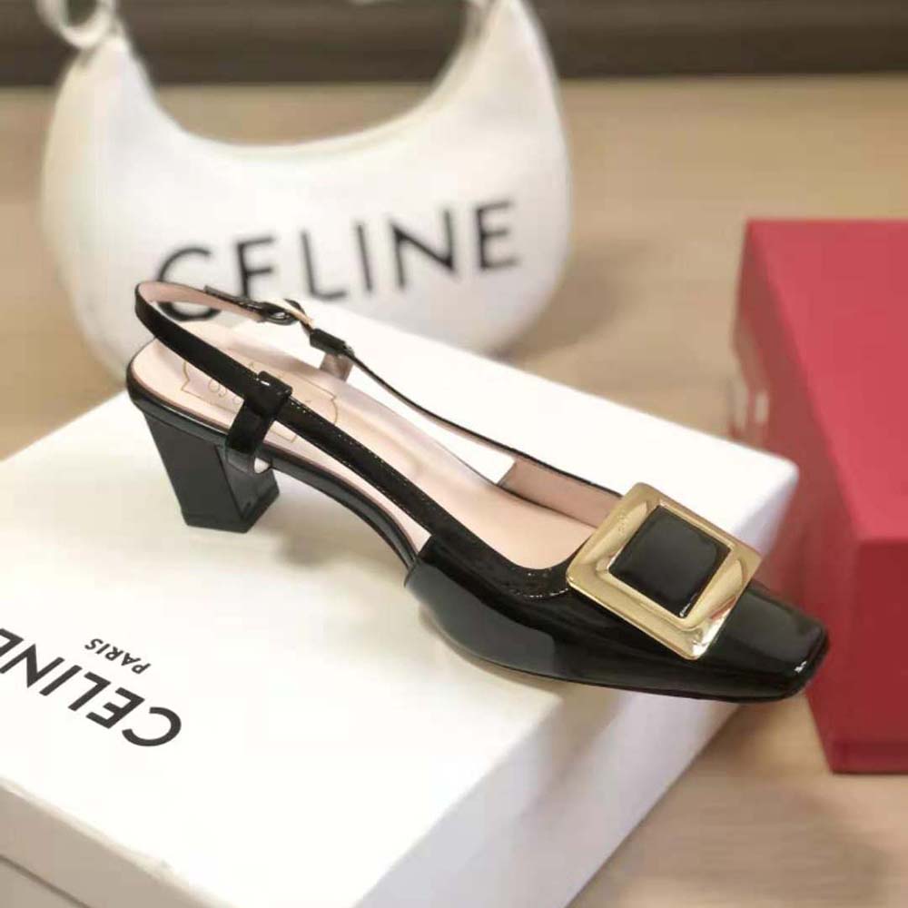 Roger Vivier Women Belle Vivier Metal Buckle Slingback Pumps in Patent Leather - image 5