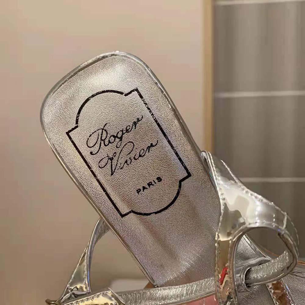 Roger Vivier Women Bikiviv’ Metal Buckle Sandals in Leather-Silver - image 8
