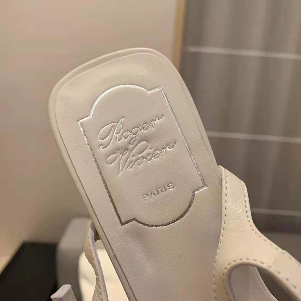 Roger Vivier Women Bikiviv’ Metal Buckle Sandals in Leather-White - image 9