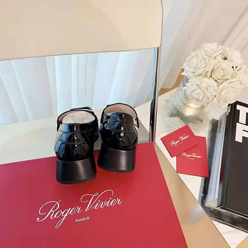 Roger Vivier Women Preppy Viv’ Metal Buckle Loafers in Patent Leather-Black - image 8