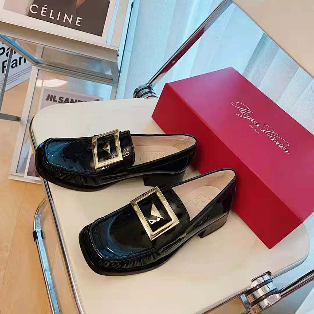 Roger Vivier Women Preppy Viv’ Metal Buckle Loafers in Patent Leather-Black - image 5