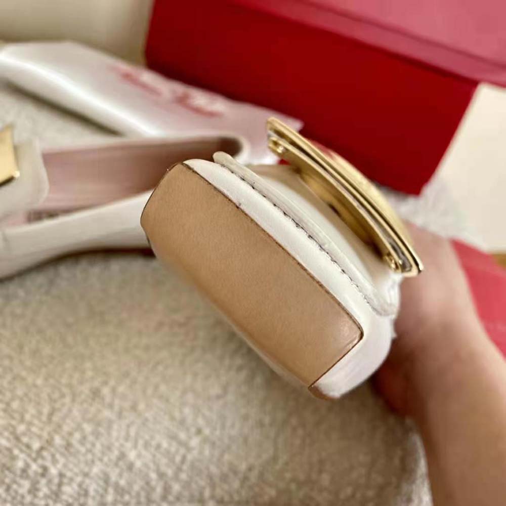 Roger Vivier Women Viv’ Driver Metal Buckle Loafers in Leather-White - image 8