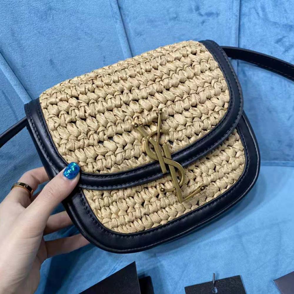 Saint Laurent YSL Women Kaia Small Satchel in Raffia and Leather - image 5