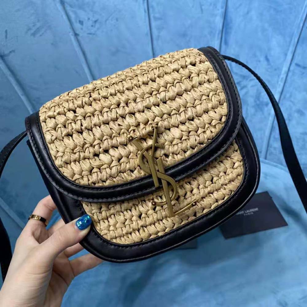 Saint Laurent YSL Women Kaia Small Satchel in Raffia and Leather - image 6