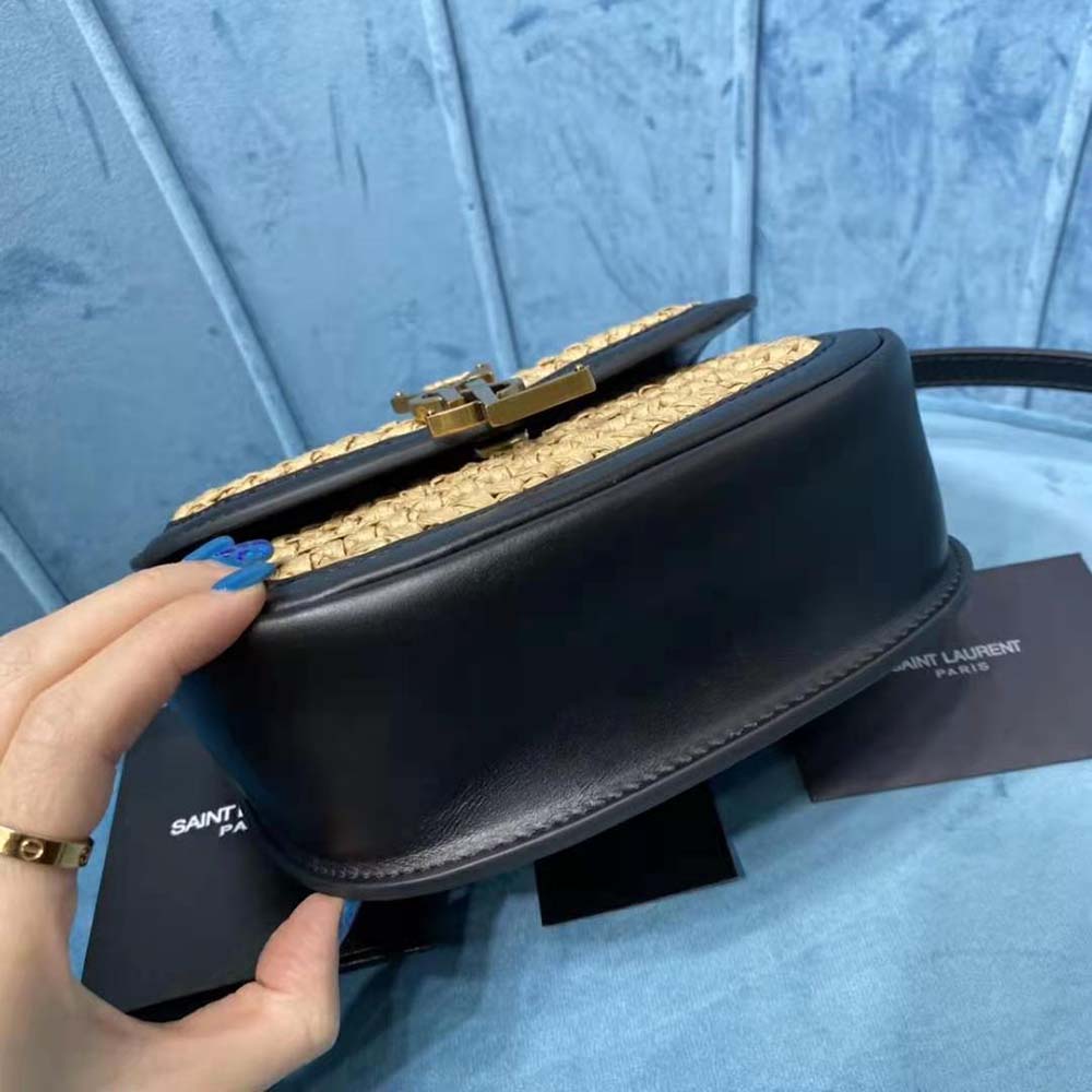 Saint Laurent YSL Women Kaia Small Satchel in Raffia and Leather - image 7
