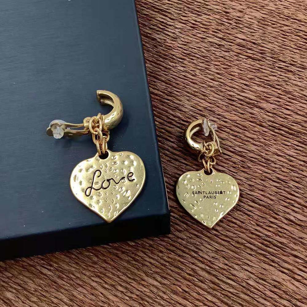 Saint Laurent YSL Women Love Heart Pendant Earrings in Metal - image 4