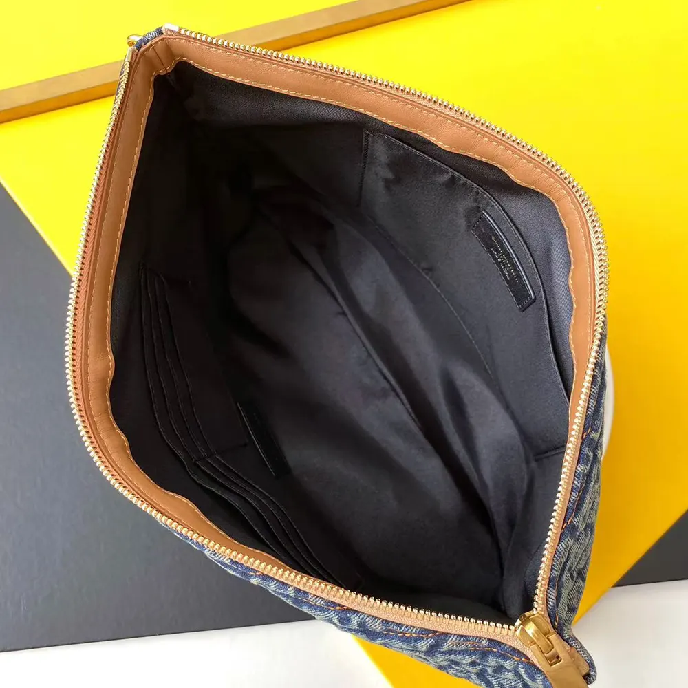 Saint Laurent YSL Women Monogram Tablet Pouch in Quilted Vintage Denim and Suede - image 4