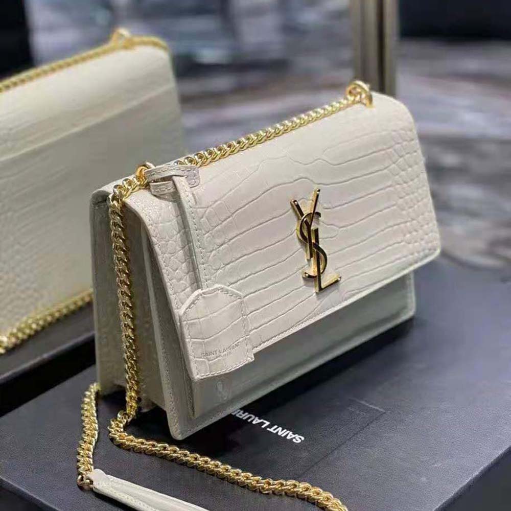 Saint Laurent YSL Women Sunset Medium in Crocodile-Embossed Shiny Leather - image 5