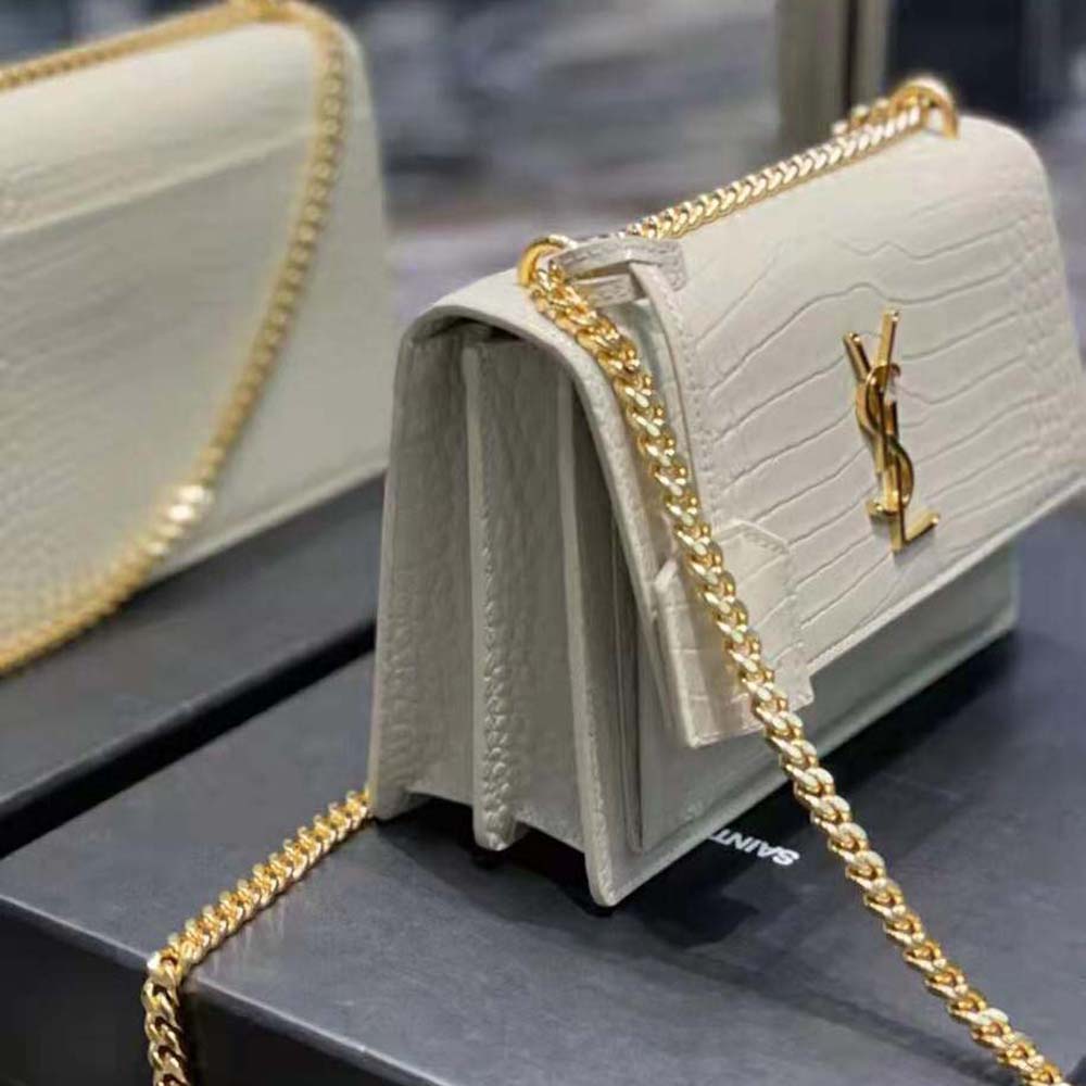 Saint Laurent YSL Women Sunset Medium in Crocodile-Embossed Shiny Leather - image 4