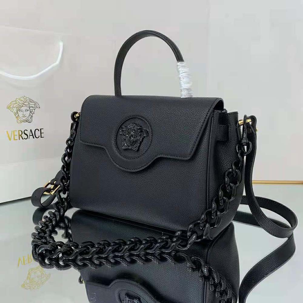 Versace Women La Medusa Medium Handbag Crafted From Premium leather-Black - image 4