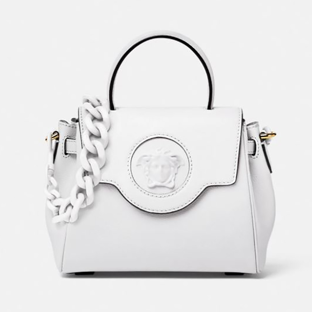 Front view of Versace Women La Medusa Small Handbag Crafted From Premium Leather