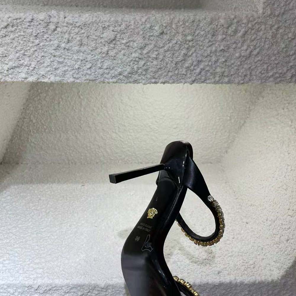 Versace Women Rhinestone Mules in 105mm Heel Hight-Black - image 8