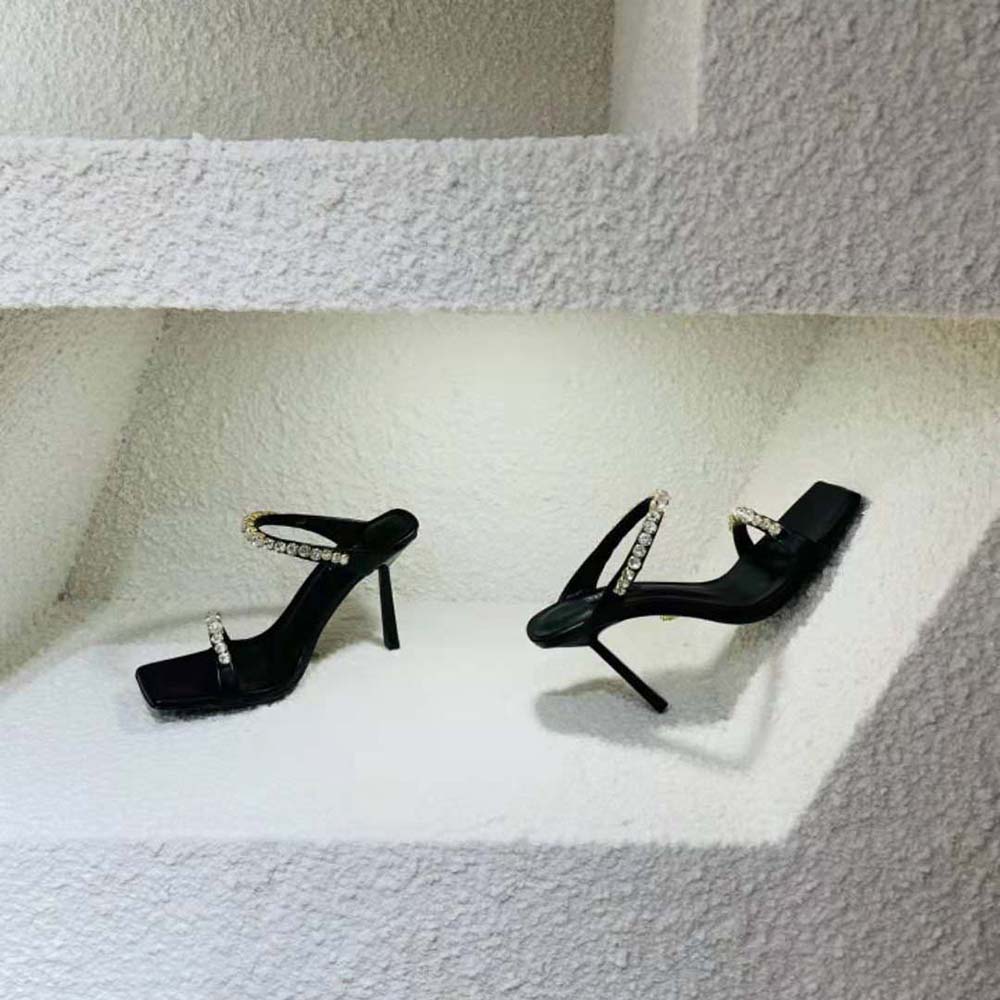 Versace Women Rhinestone Mules in 105mm Heel Hight-Black - image 5