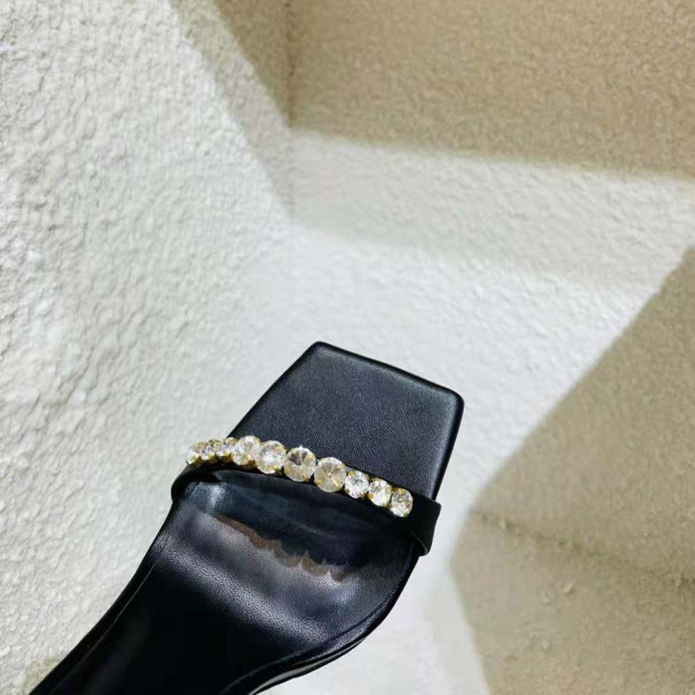 Versace Women Rhinestone Mules in 105mm Heel Hight-Black - image 10