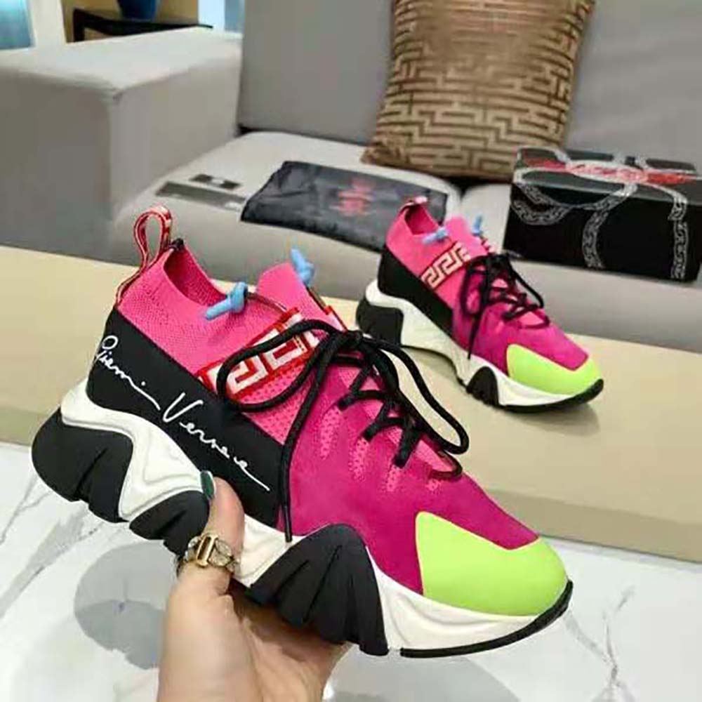 Versace Women Squalo Knit Sneakers-Rose - image 4