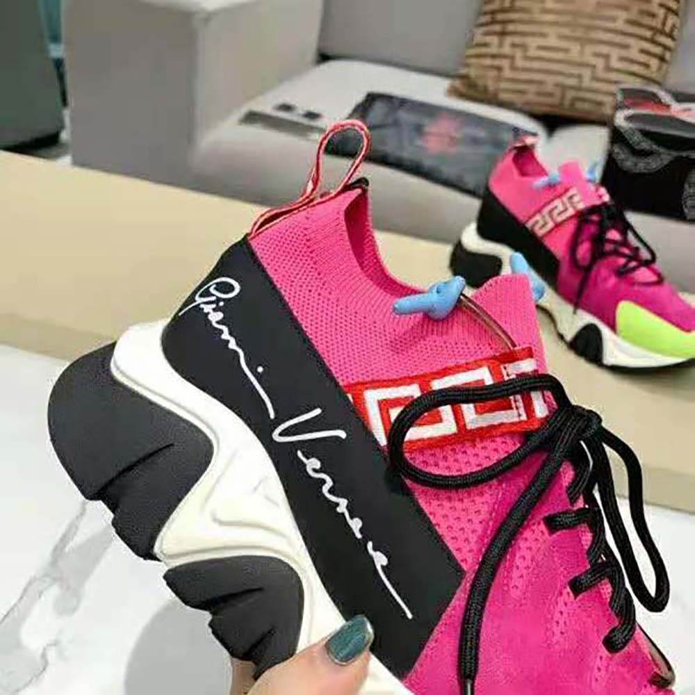 Versace Women Squalo Knit Sneakers-Rose - image 9