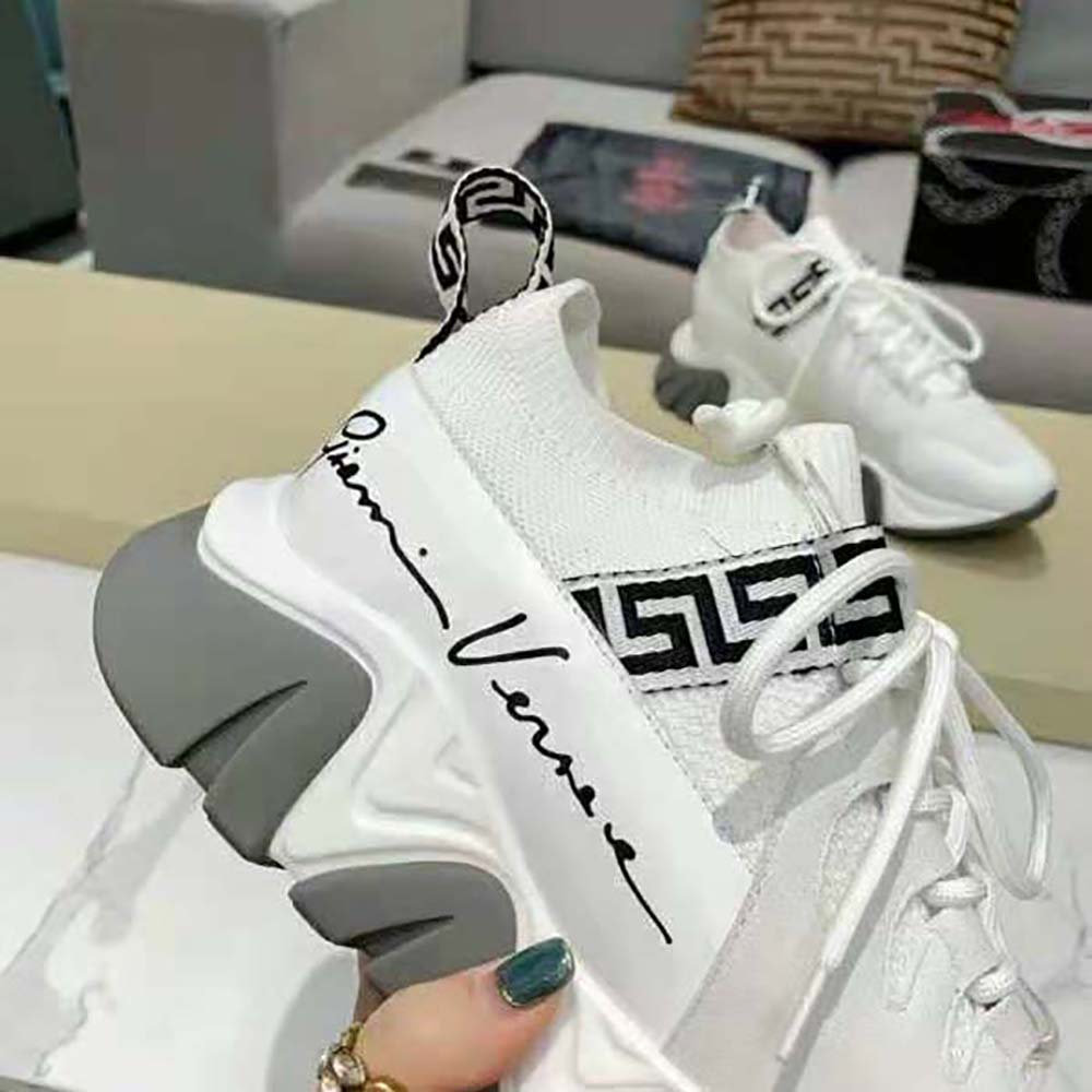 Versace Women Squalo Knit Sneakers-White - image 8