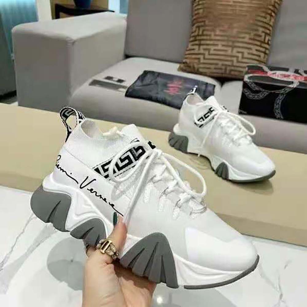 Versace Women Squalo Knit Sneakers-White - image 5