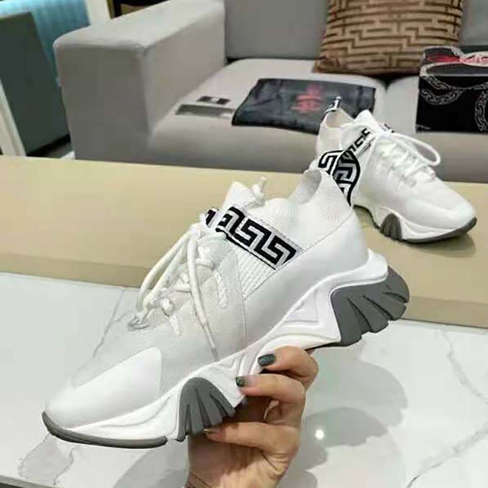 Versace Women Squalo Knit Sneakers-White - image 10