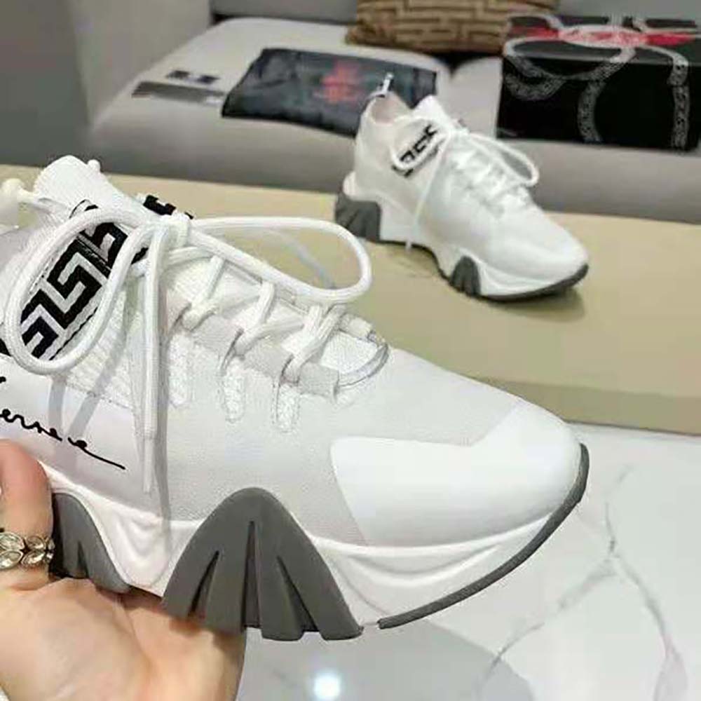 Versace Women Squalo Knit Sneakers-White - image 9