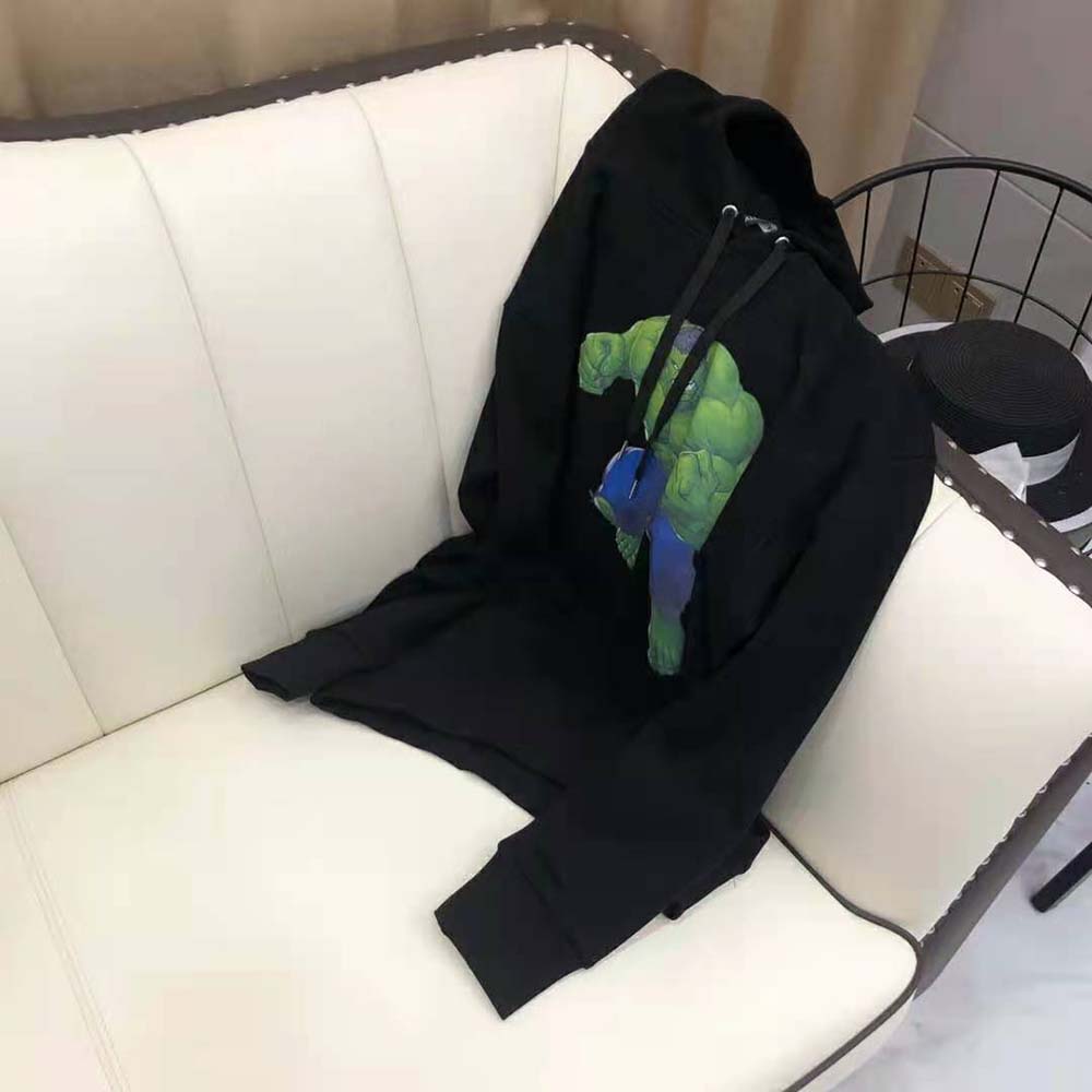 Balenciaga Women Hulk 2021Marvel Medium Fit Hoodie in Black Medium Fleece - image 4