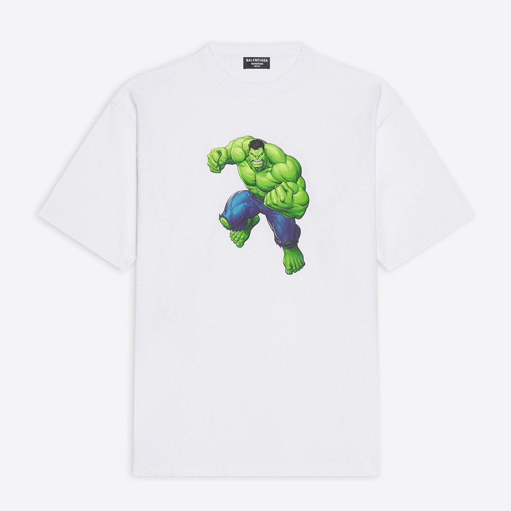 Balenciaga Women Hulk 2021Marvel Medium Fit T-Shirt in White