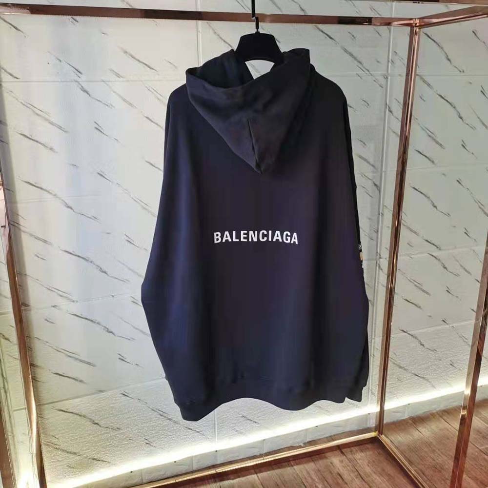 Side angle highlighting boxy silhouette of Balenciaga Women Space Boxy Hoodie