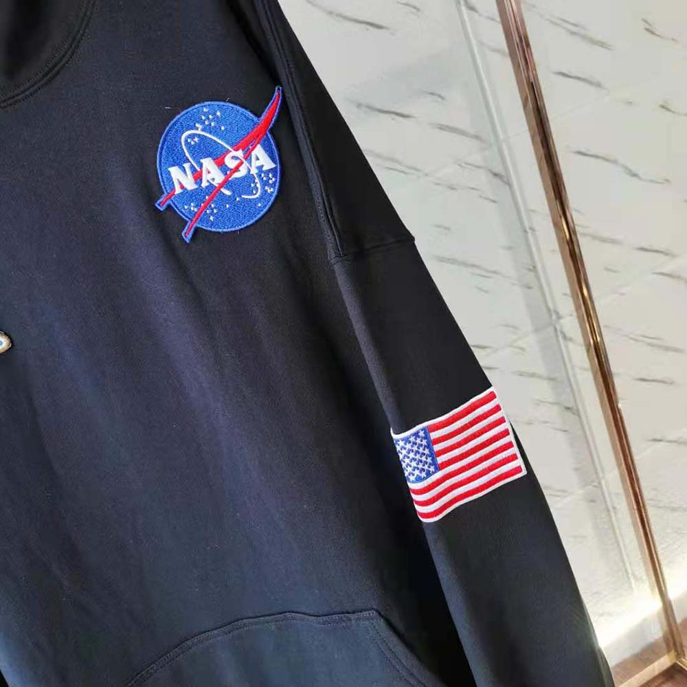 Balenciaga Women Space Boxy Hoodie in Black Medium Fleece - image 5