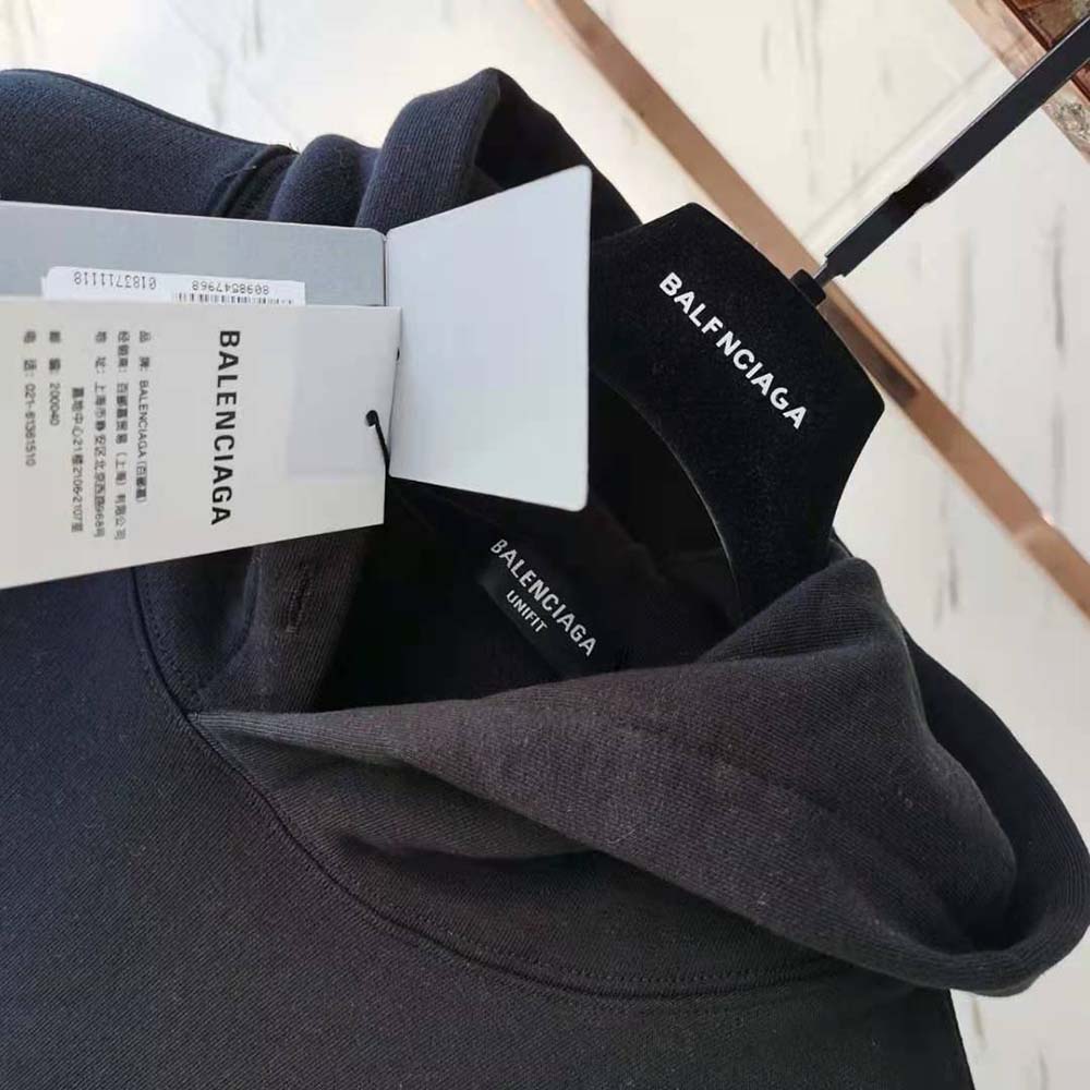 Balenciaga Women Space Boxy Hoodie in Black Medium Fleece - image 7