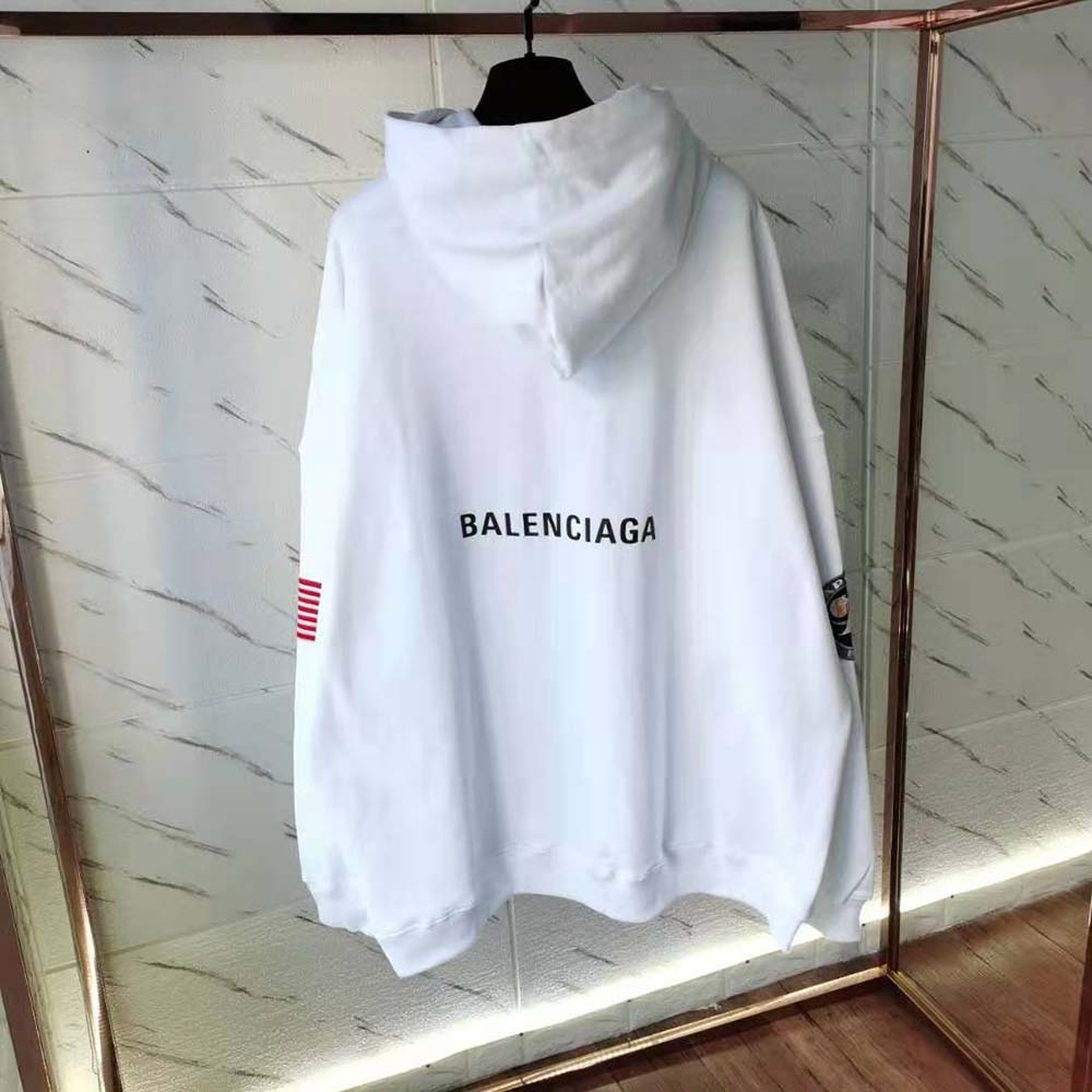 Side angle showing relaxed fit of Balenciaga Women Space Boxy Hoodie