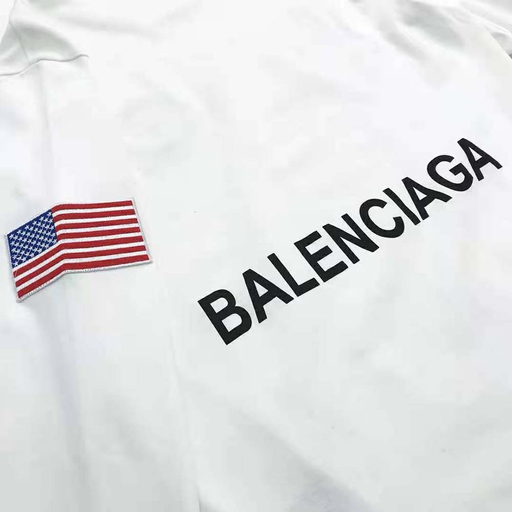 Balenciaga Women Space Long Sleeve T-Shirt in White and Black Vintage Jersey - image 5